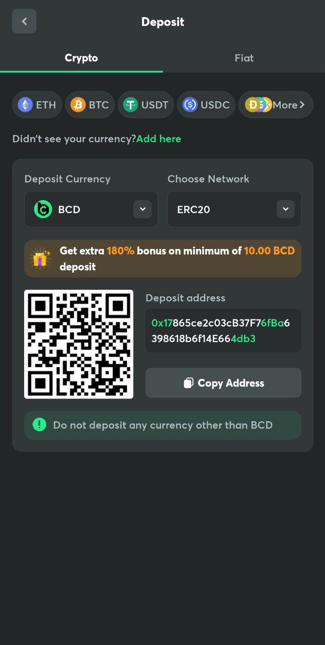 Deposits and withdrawals through the app