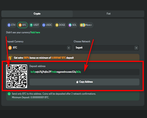How to Make a Deposit with Cryptocurrency
