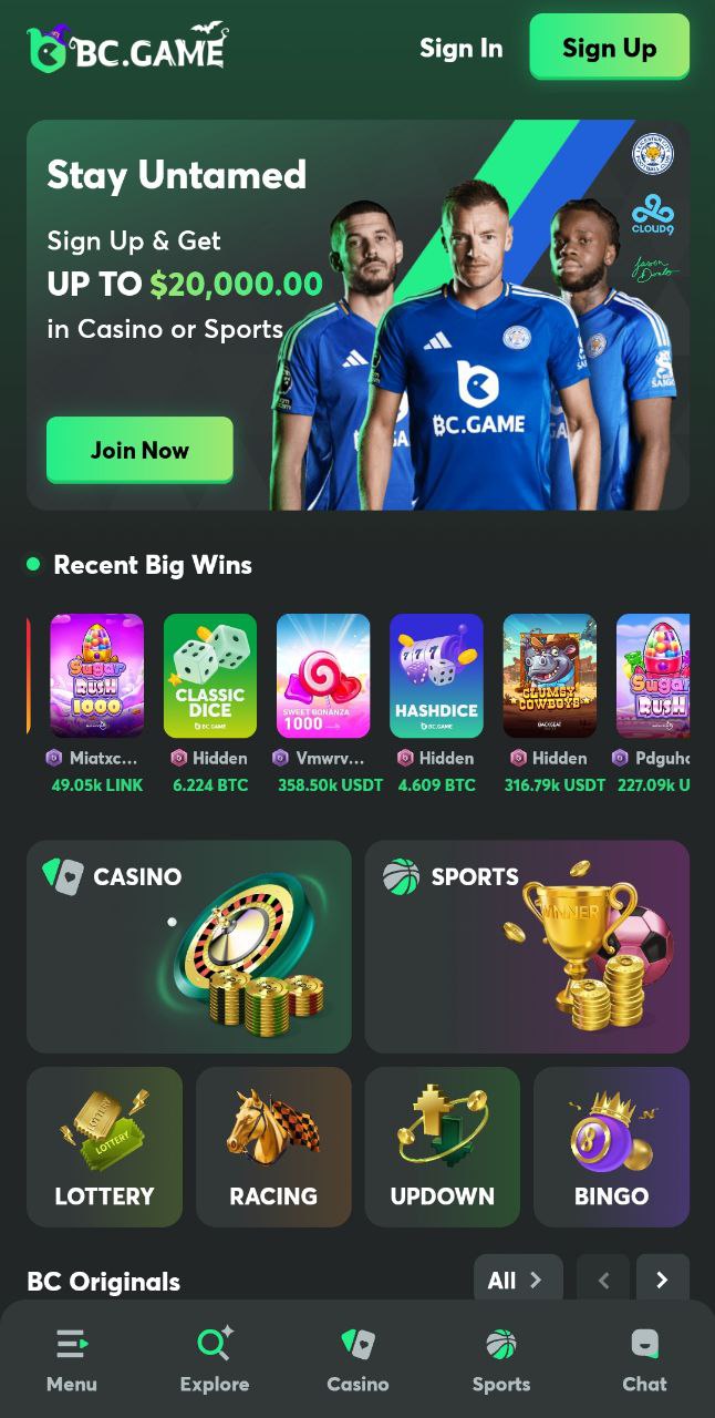 Registration in the BC.Game app