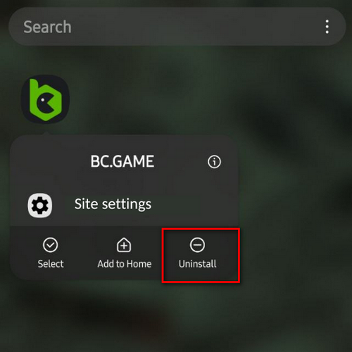 How to uninstall the BC.Game app