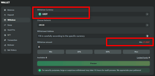 Minimum Withdrawal Amount and Commission at BC.Game